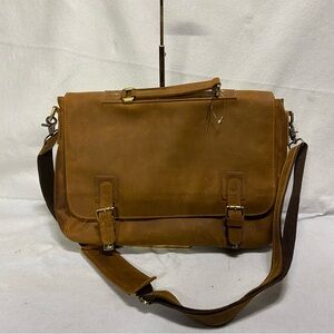 Kattee Brown Leather Satchel Lap Top Messenger Bag